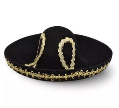 Mini Sombrero Mexicain Adulte Noir et Or