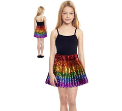 Mini-jupe à paillettes arc-en-ciel pour fille