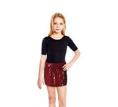 Mini-jupe pailletée rouge pour fille