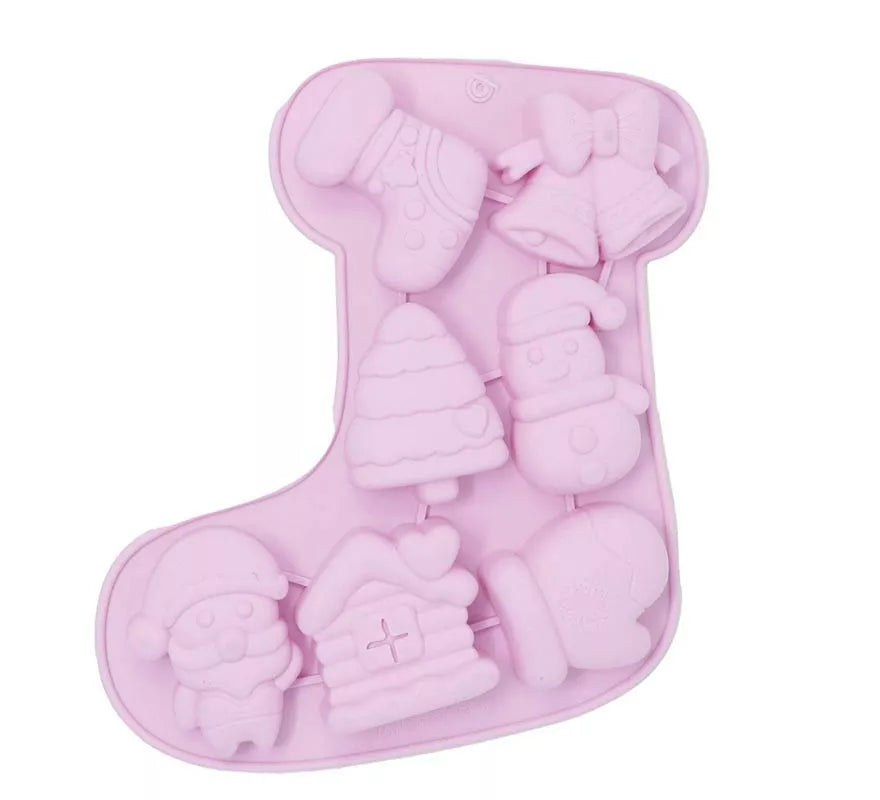 Translation missing: fr.Molde Bota Navideña para 7 Galletas de silicona de 26 cm