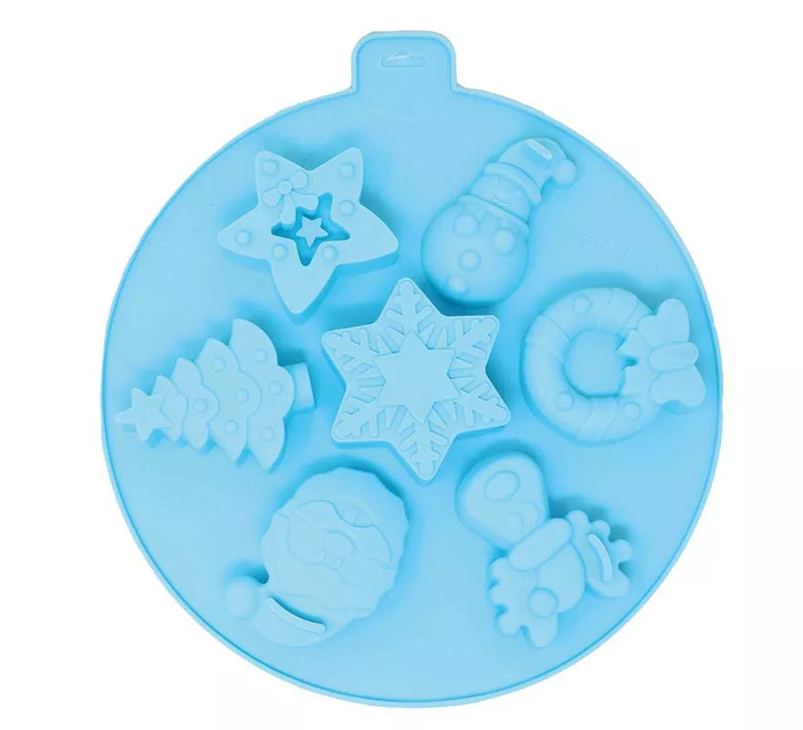 Translation missing: fr.Molde Circular para 7 Galletas Navideñas de silicona de 24 cm