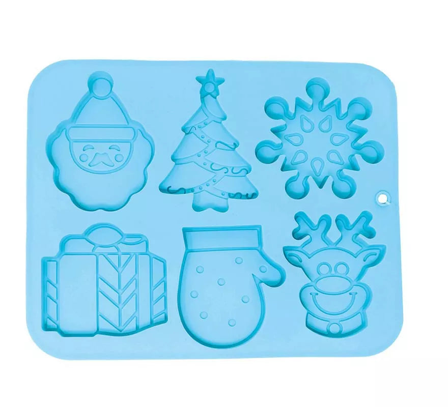 Translation missing: fr.Molde Cuadrado para 6 Galletas Navideñas de silicona de 22x18 cm