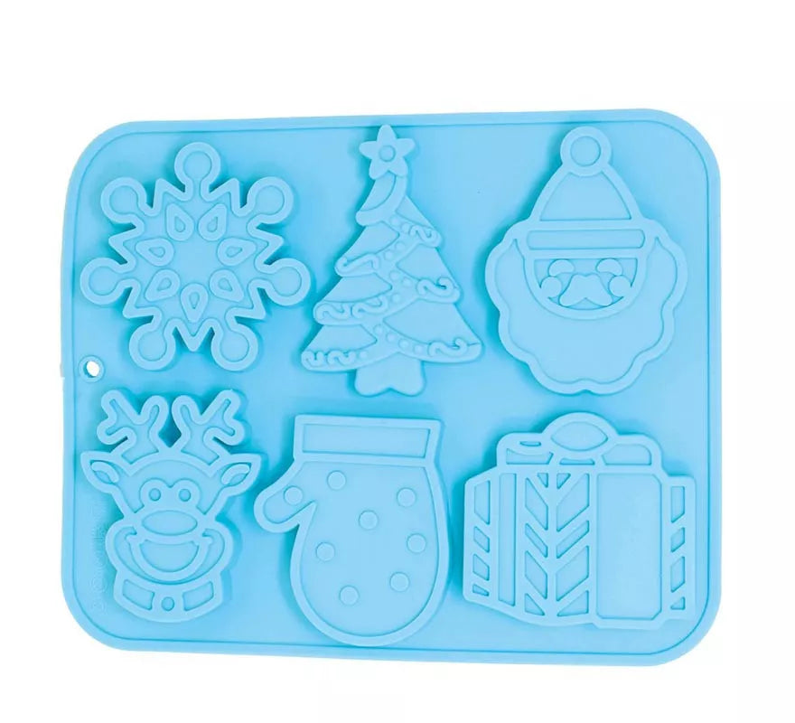 Translation missing: fr.Molde Cuadrado para 6 Galletas Navideñas de silicona de 22x18 cm