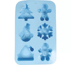 Moule en silicone bleu pour 6 biscuits de Noël de 16x25 cm