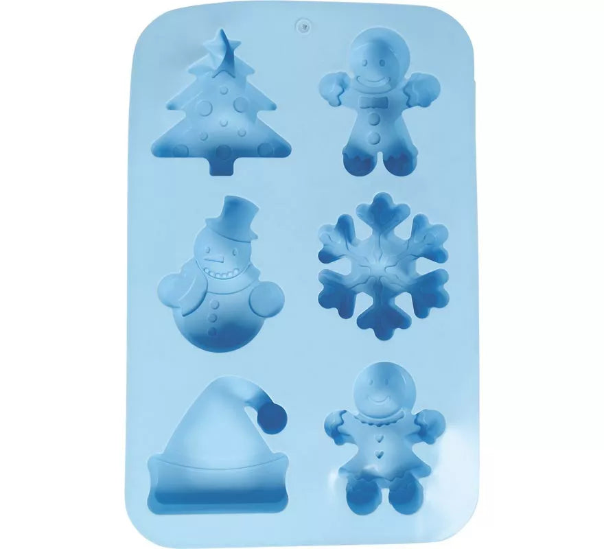Translation missing: fr.Molde de Silicona azul para 6 Galletas Navideñas de 16x25 cm