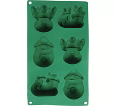Moule en silicone vert pour 6 biscuits de Noël de 17x29 cm