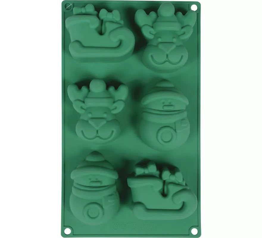 Translation missing: fr.Molde de Silicona verde para 6 Galletas de Navideñas de 17x29 cm