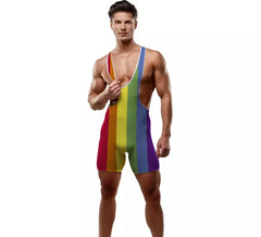 Combinaison à bretelles arc-en-ciel pour homme