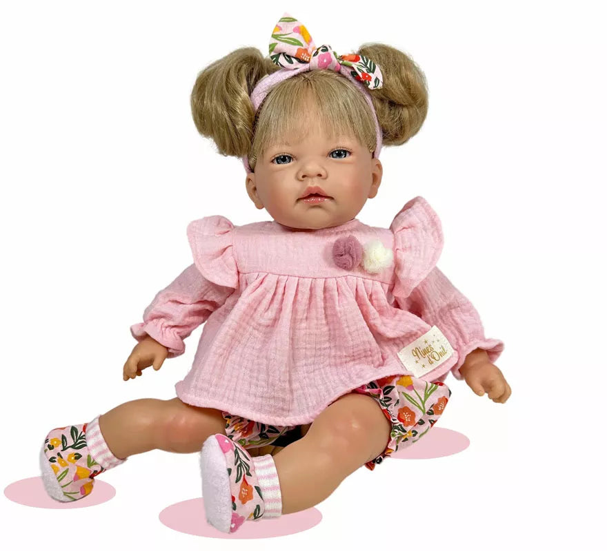 Muñeca Celia Floral rosa de 45 cm