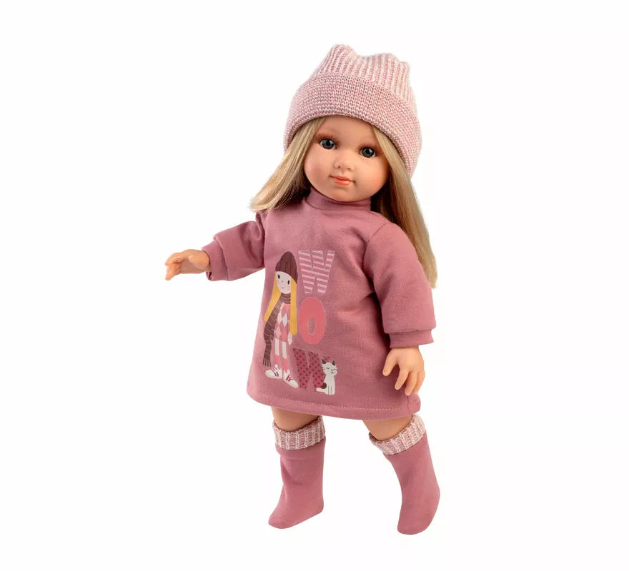 Translation missing: fr.Muñeca Elena de 35 cm con Vestido y Gorro de Punto