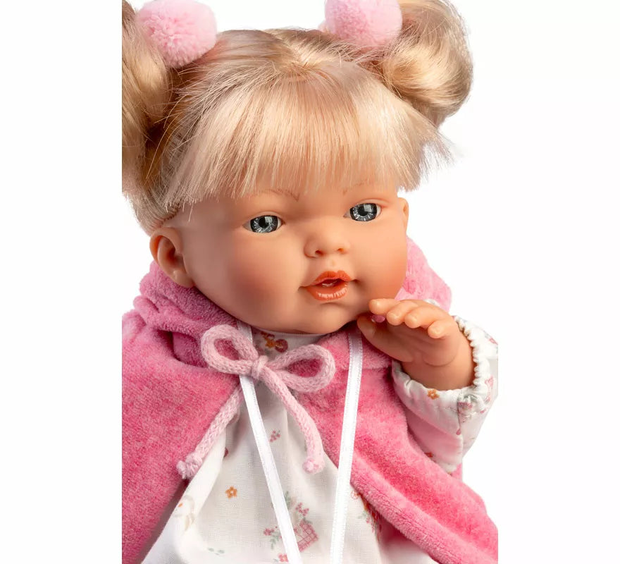 Translation missing: fr.Muñeca Roberta Llorona de 33 cm con Vestido Estampado y Capa