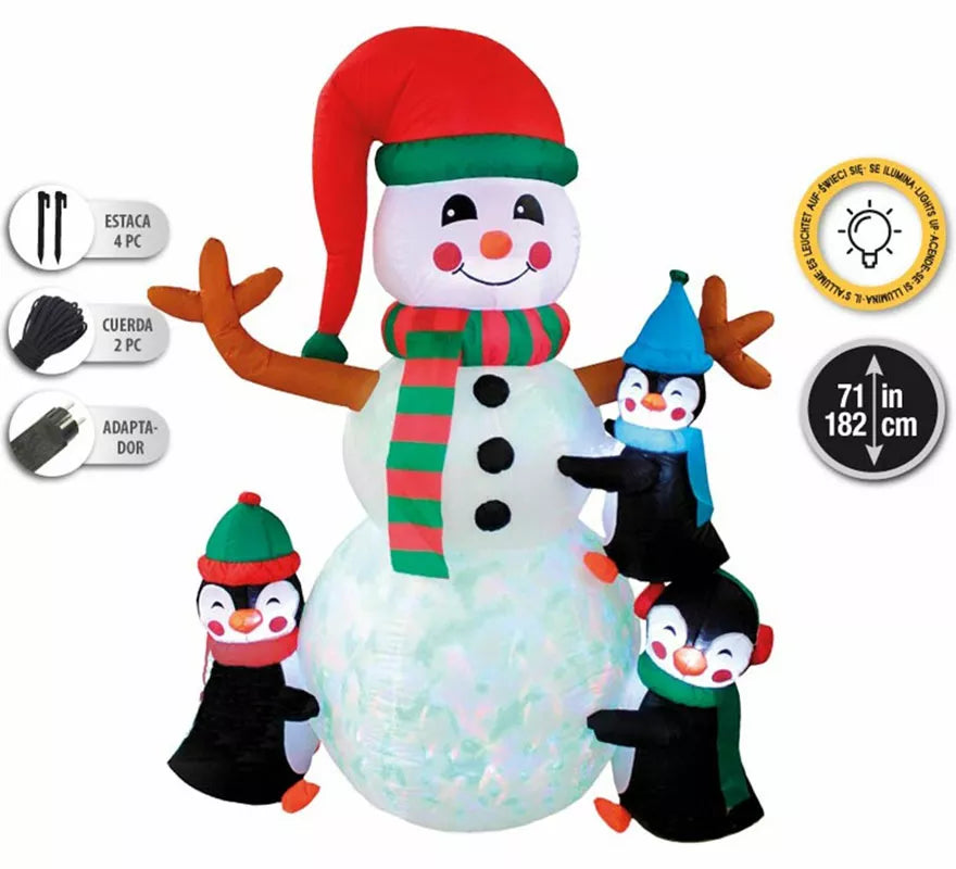 Translation missing: fr.Muñeco de Navidad y Pingüinos Hinchables con LED de 182 cm