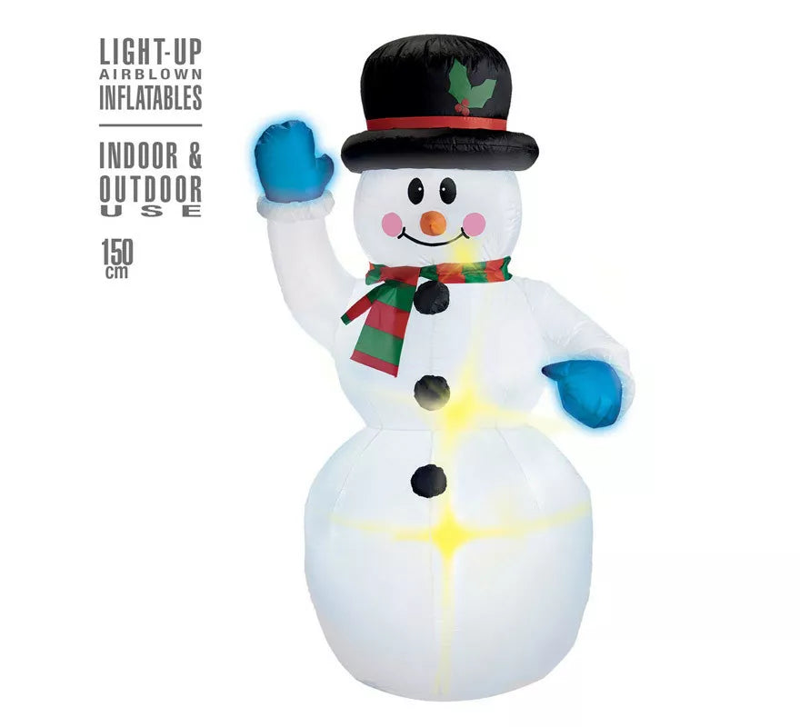 Muñeco de Nieve Hinchable Luminoso con Ventilador de 150 cm