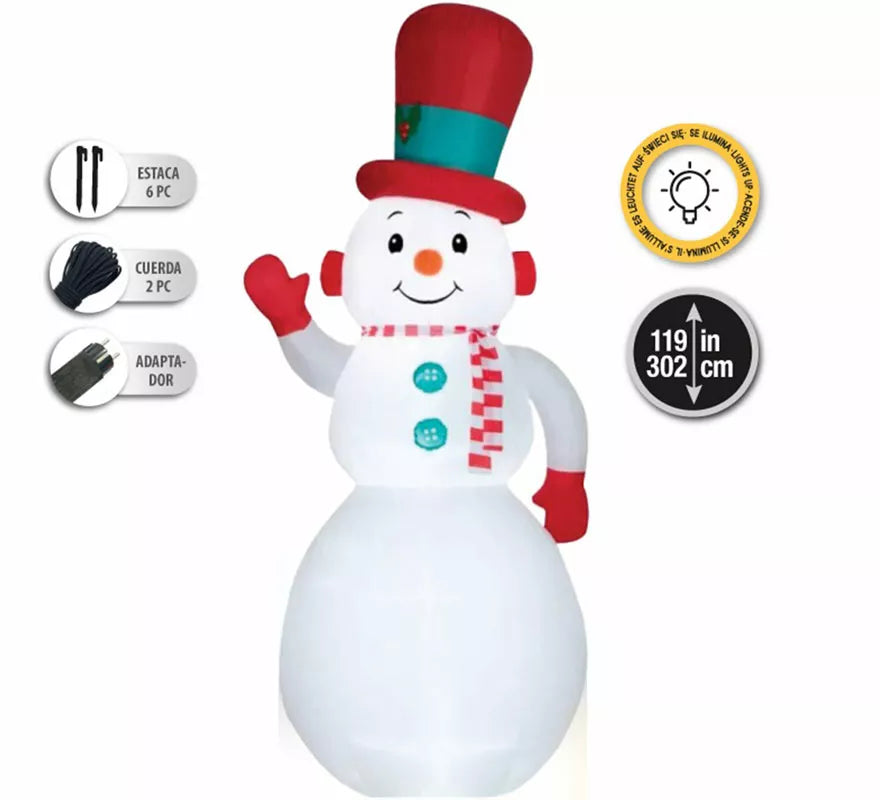Translation missing: fr.Muñeco de Nieve Sonriente Hinchable con LED de 302 cm