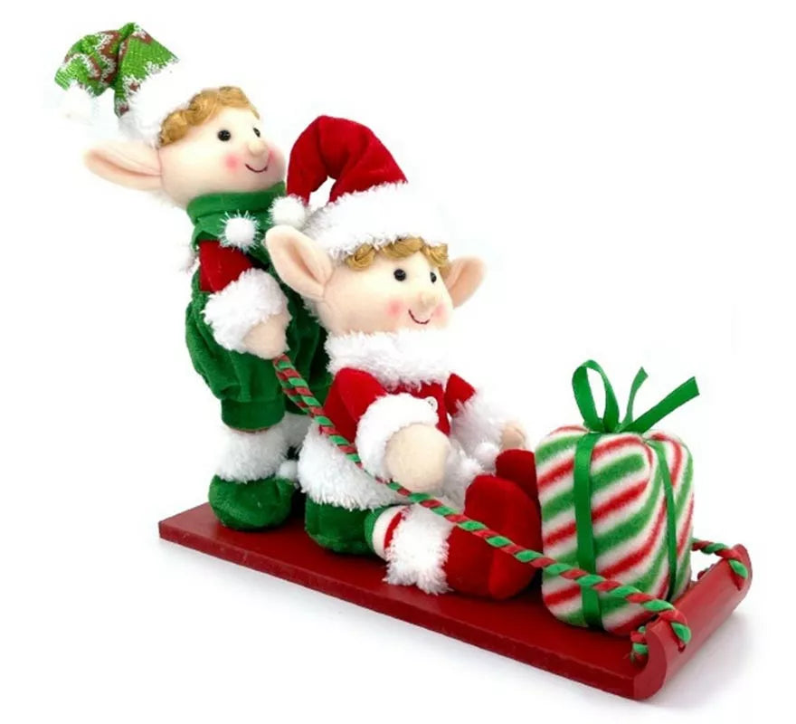 Translation missing: fr.Muñecos de Elfos de Navidad con Trineo y regalos de 30 cm