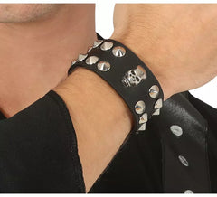 Wristband Black Skull simile en cuir
