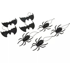Pack de 4 Araignées et 4 Chauve-Souris à Suspendre de 14 cm