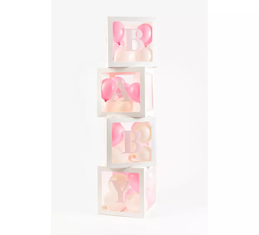 Translation missing: fr.Pack 4 Cajas decorativas con pegatinas LOVE y BABY para llenar con Globos