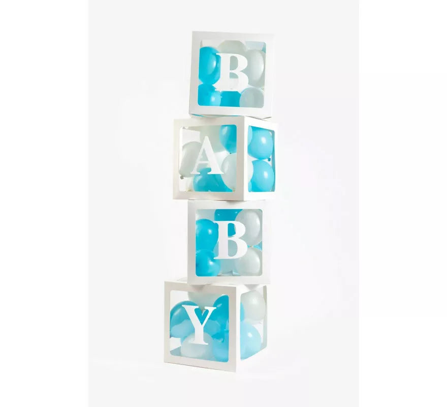 Translation missing: fr.Pack 4 Cajas decorativas con pegatinas LOVE y BABY para llenar con Globos