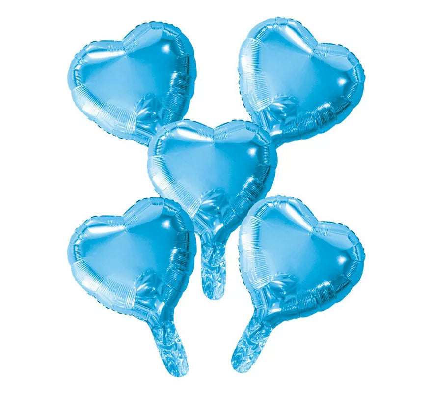 Translation missing: fr.Pack 5 Globos de Foil Corazón Azul Bebé de 23 cm