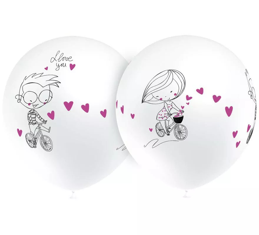 Translation missing: fr.Pack 8 Globos blancos Pareja de Enamorados de 95 cm perímetro