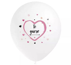Lot de 8 ballons blancs I Love You de 95 cm de périmètre
