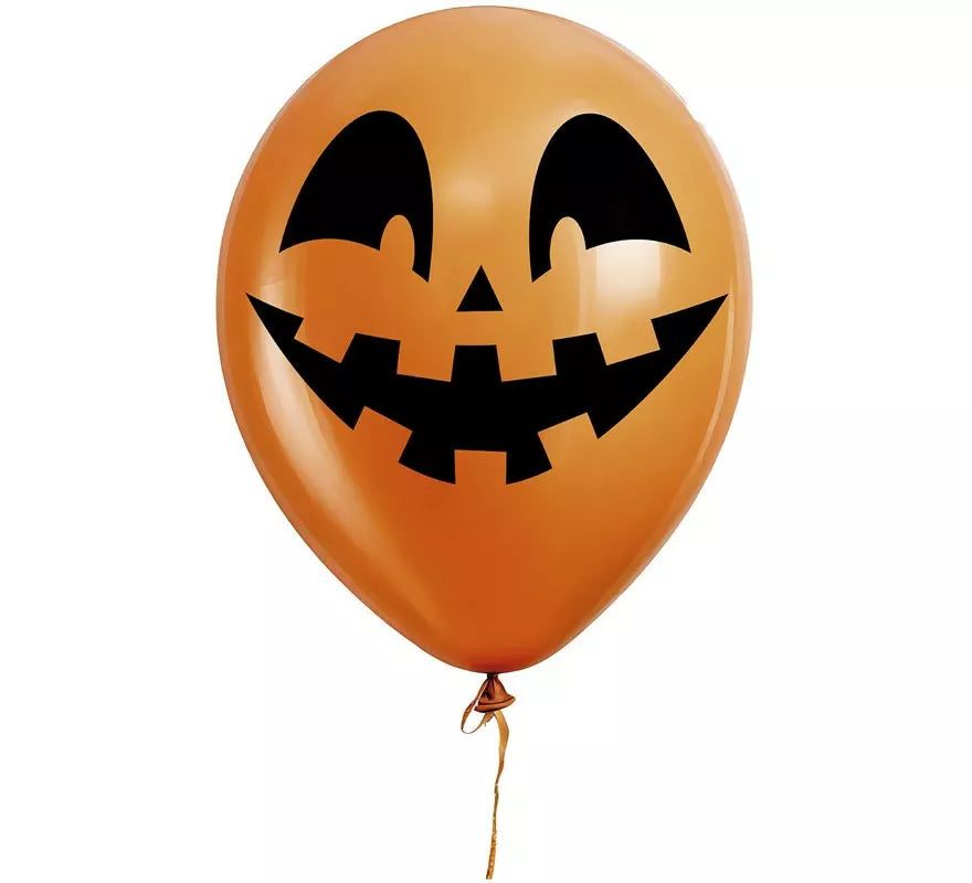 Pack de 10 Globos Cara de Calabaza de 30 cm