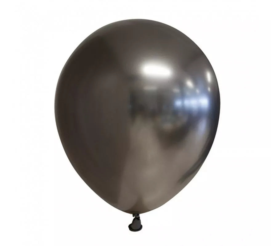 Translation missing: fr.Pack de 10 Globos Cromados Redondo Color Gris Espacial de 30 cm