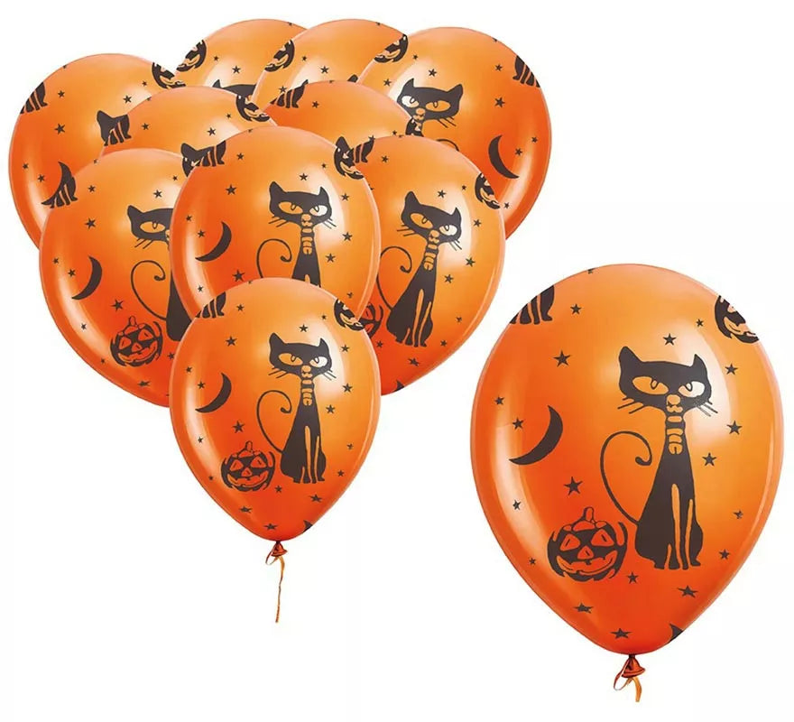 Translation missing: fr.Pack de 10 Globos Gato y Calabaza de 30 cm