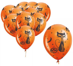 Pack de 10 Ballons Chat et Citrouille de 30 cm