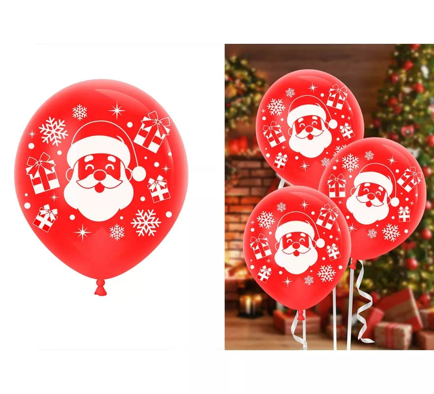 Translation missing: fr.Pack de 10 Globos rojos de Papá Noel de Látex