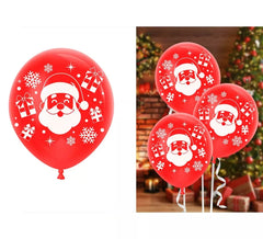 Pack de 10 ballons Père Noël en latex rouge