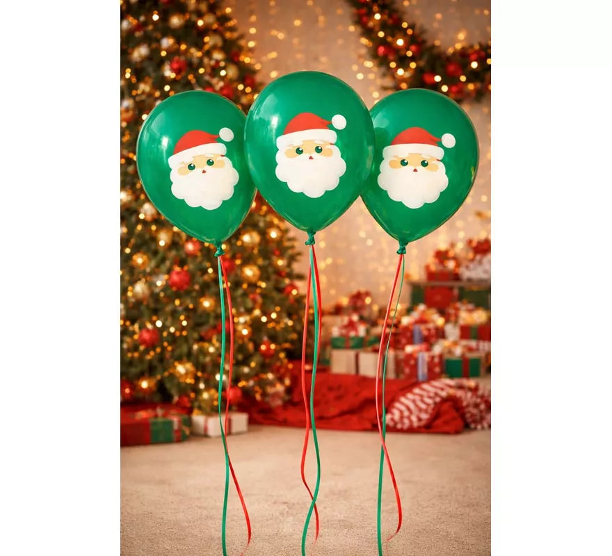 Translation missing: fr.Pack de 10 Globos verdes de Papá Noel de Látex