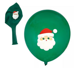 Pack de 10 ballons Père Noël en latex vert