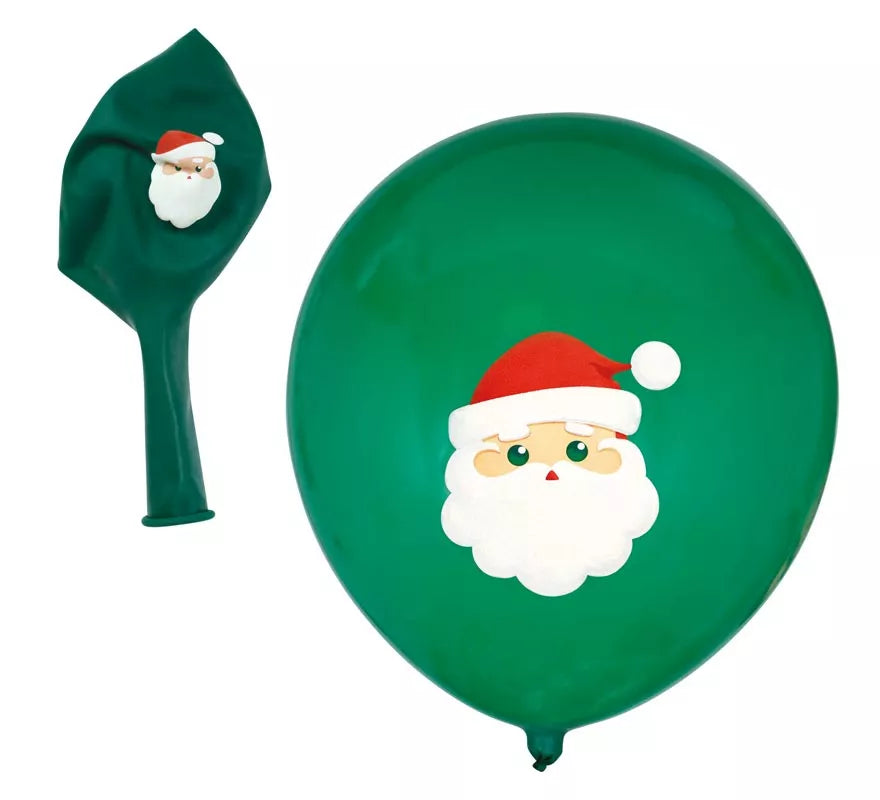 Translation missing: fr.Pack de 10 Globos verdes de Papá Noel de Látex