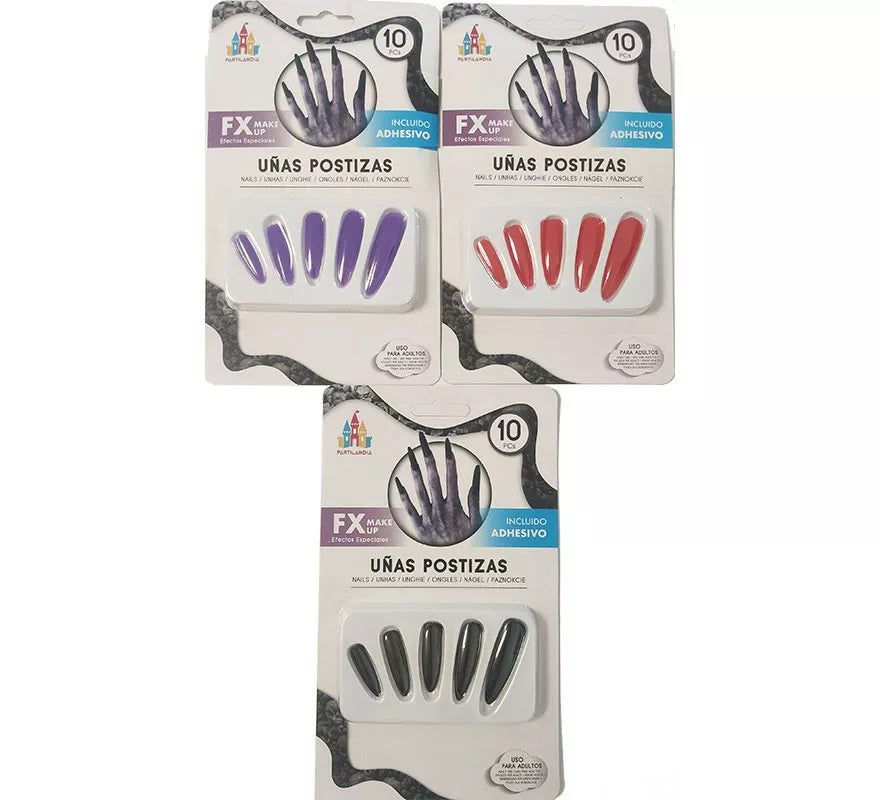 Translation missing: fr.Pack de 10 Uñas de Bruja, Vampira o Diablesa en colores surtidos