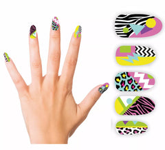 Pack de 10 ongles années 80 avec colle adulte