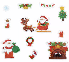 Lot de 11 autocollants en gel représentant des figurines de Père Noël (20 x 25 cm)