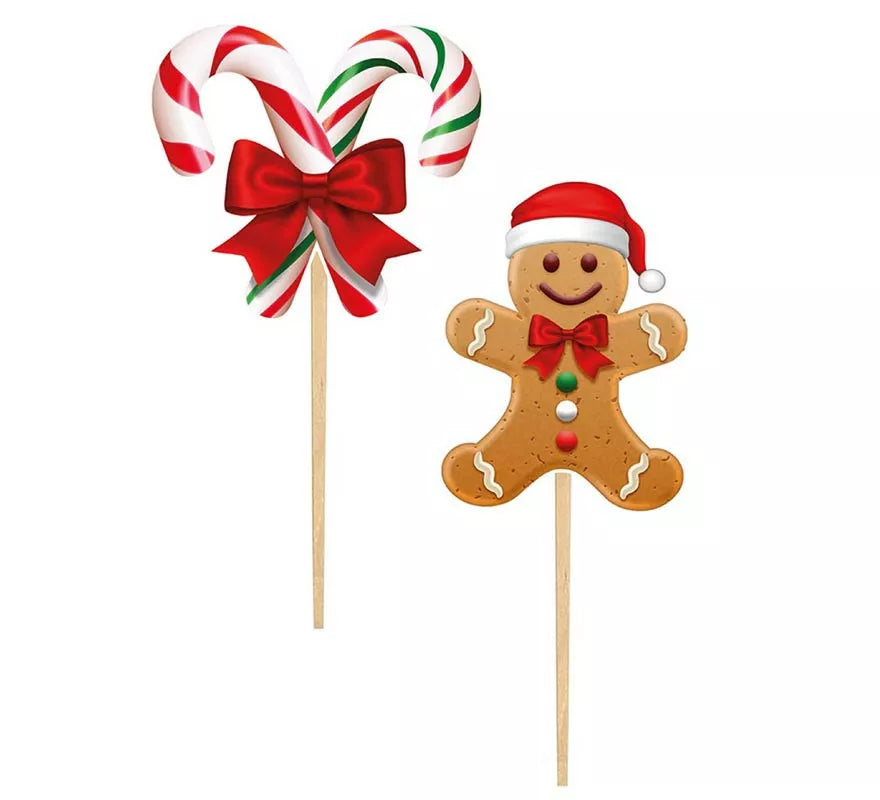 Translation missing: fr.Pack de 12 Palillos Decorativos Navideños de papel de 6 cm