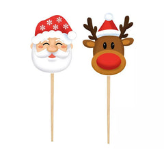 Pack de 12 bâtonnets de papier décoratifs Père Noël de 6 cm