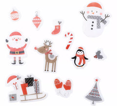 Lot de 12 autocollants en gel en forme de traîneau de Noël, 20 x 25 cm