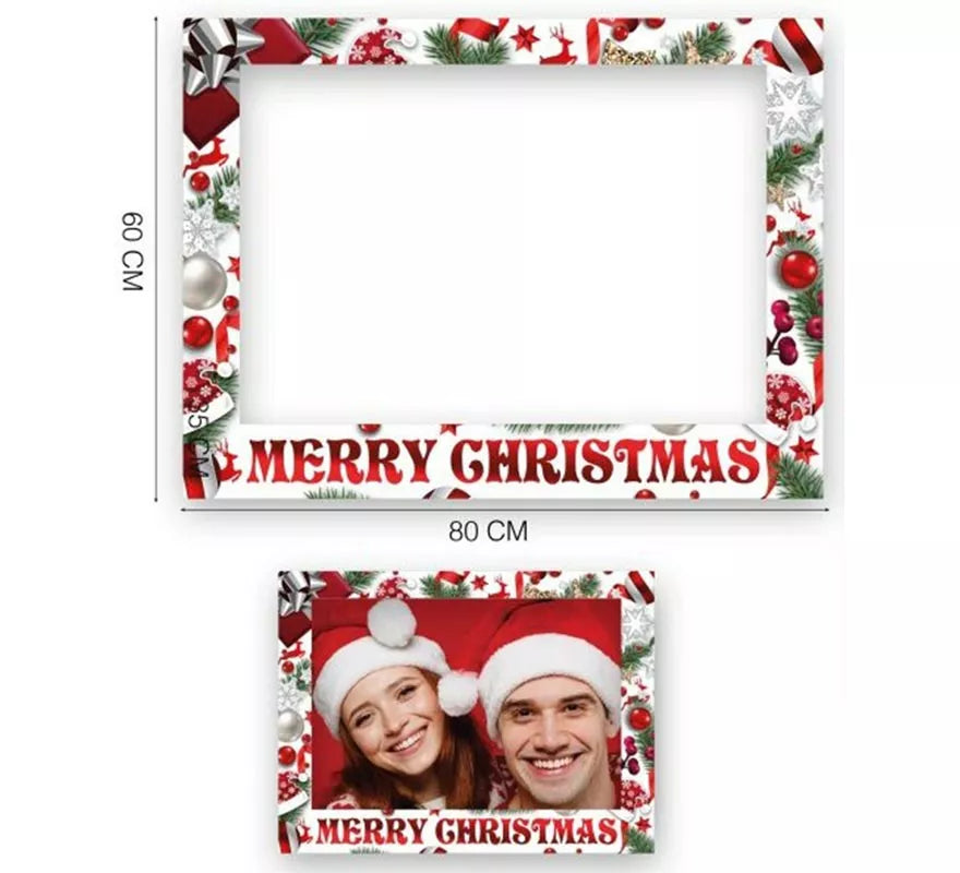 Translation missing: fr.Pack de 12 Photocall Merry Christmas blanco de 80x60 cm