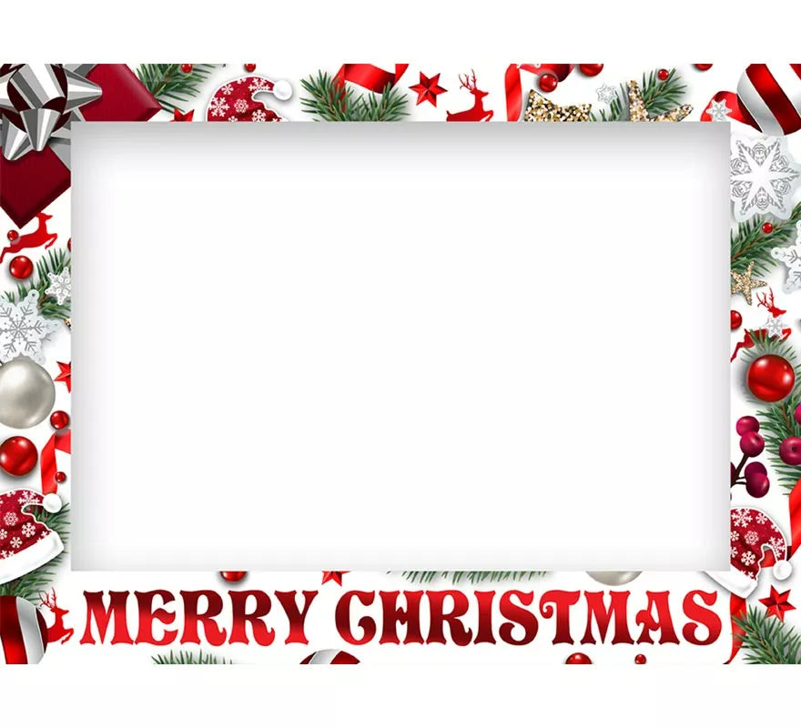 Pack de 12 Photocall Merry Christmas blanco de 80x60 cm