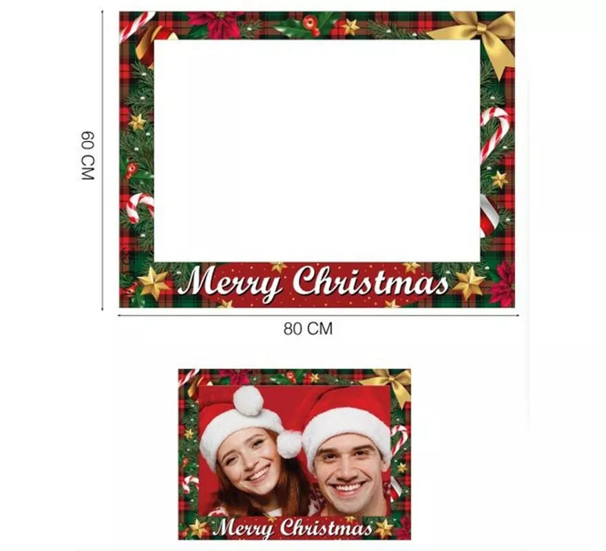Translation missing: fr.Pack de 12 Photocall Merry Christmas rojo de 80x60 cm