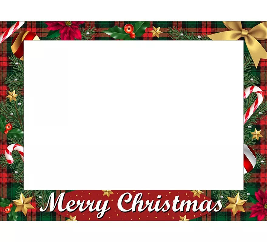 Translation missing: fr.Pack de 12 Photocall Merry Christmas rojo de 80x60 cm