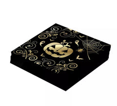 Lot de 12 Serviettes Citrouille Dorées 33X33 cm