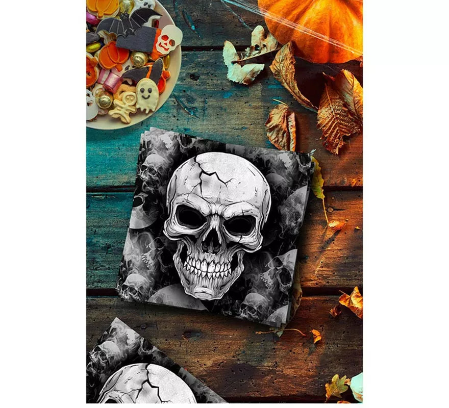 Translation missing: fr.Pack de 12 Servilletas Calavera Temible de 33x33 cm