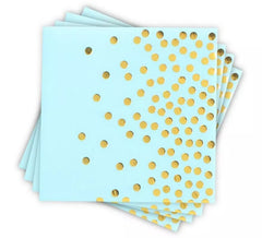 Lot de 12 serviettes à pois dorés de différentes couleurs