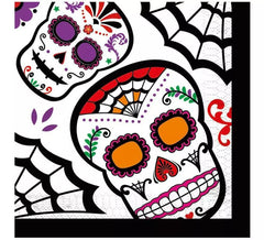 Pack de 12 Serviettes du Jour des Morts 33x33 cm