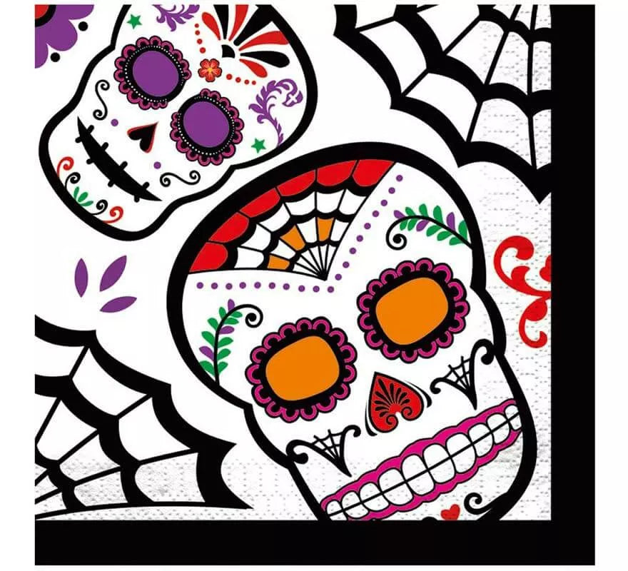 Translation missing: fr.Pack de 12 Servilletas del Día de los Muertos 33x33 cm